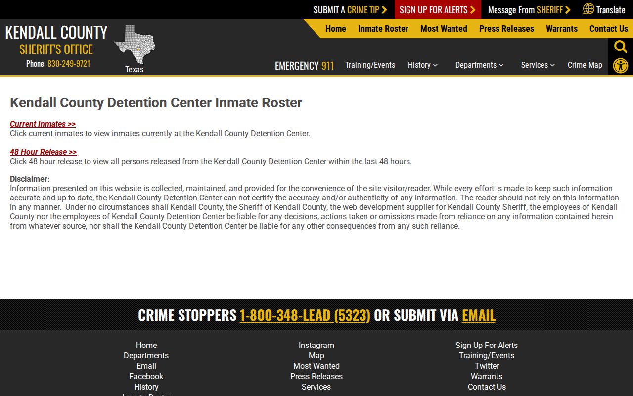 Kendall County arrest lookup current inmate and 48-hour release choices