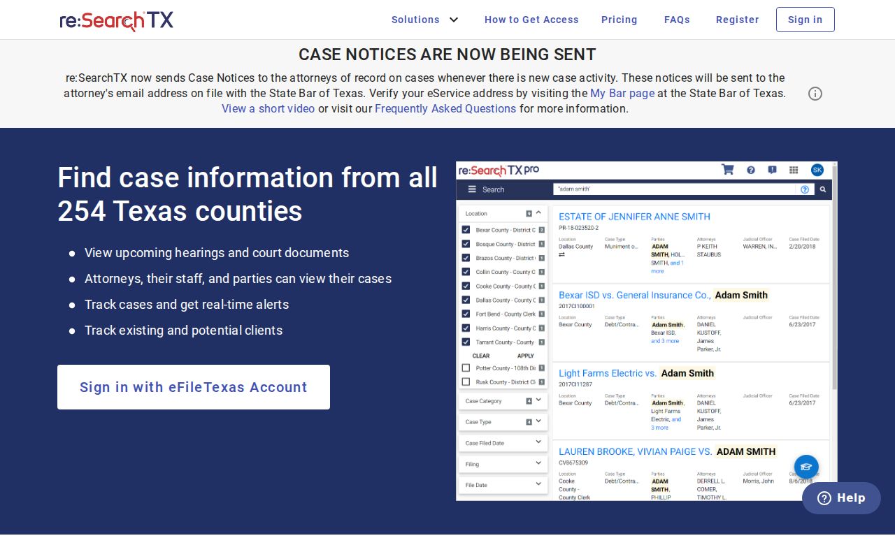 Kendall County criminal court records re SearchTX portal