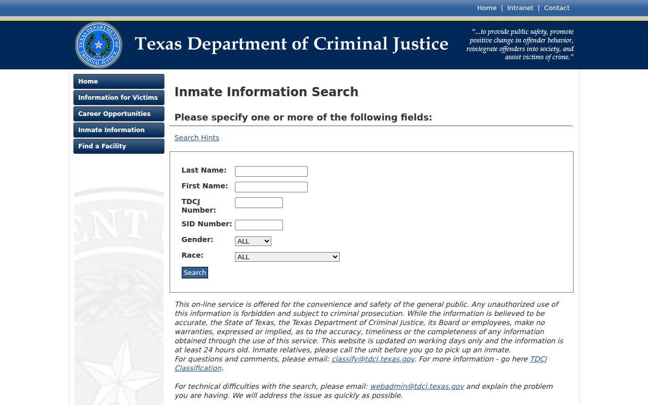 Kendall County criminal history TDCJ inmate search